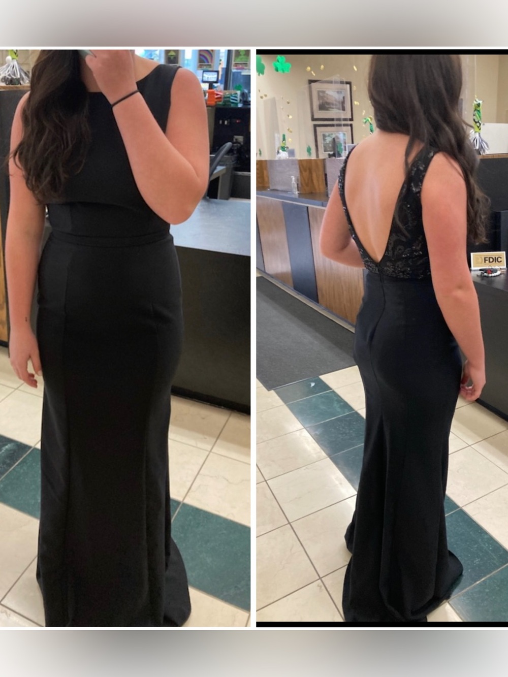 Elegant Black Sleeveless Evening Gown with Low Back | Miss Kim | Size Medium